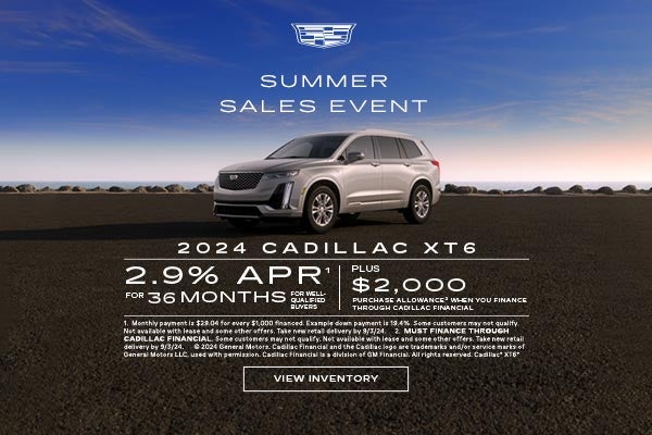 2024 Cadillac XT6. 2.9% APR for 36 months. Plus $2,000 purchase allowance.